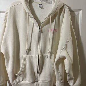 PINK Victoria's Secret Cream Hoodie with Pink Logo